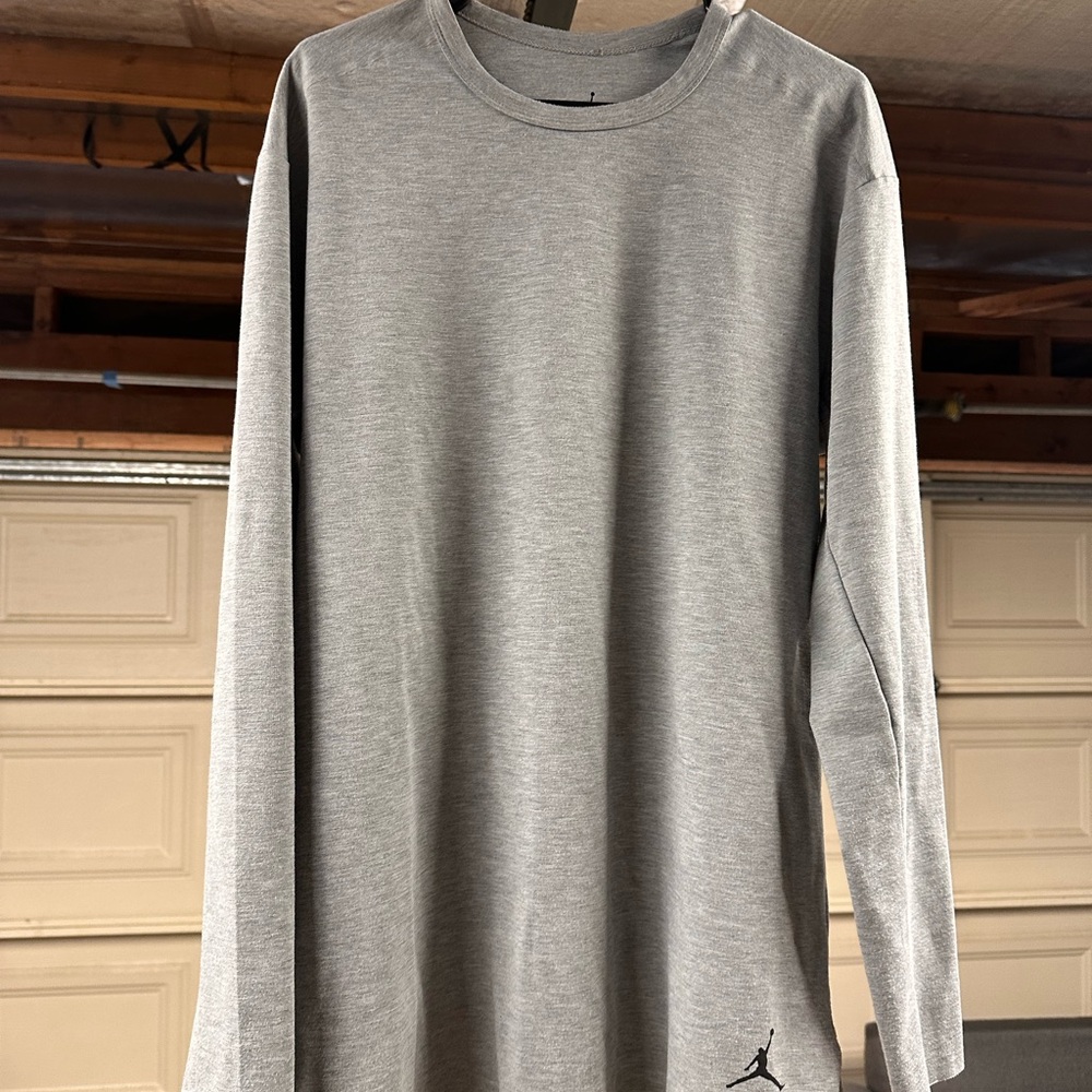 Jordan Gray Long Sleeve Tee Classic Crew Neck